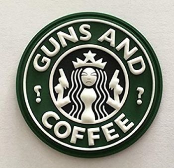 Guns and Coffee Badge 3D